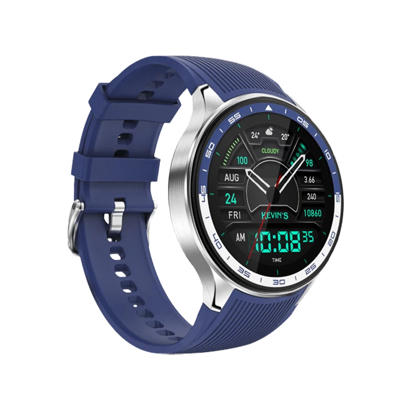 Reloj Kevins digital, para Hombre, tablero redondo color multi, estilo sin numeros, pulso silicona colores azul y café